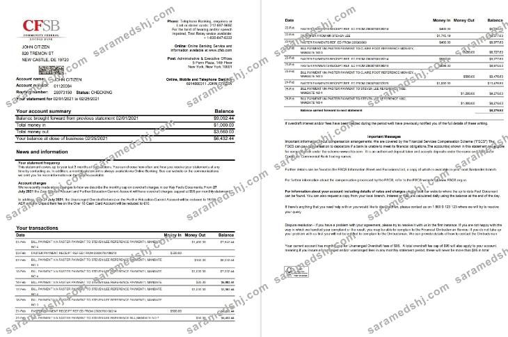 USA New York CFSB 2 pages excel